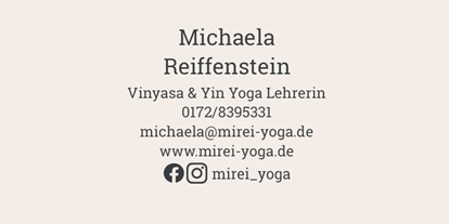 Yogakurs - spezielle Yogaangebote: Einzelstunden / Personal Yoga - Hessen - Kontaktdaten - MiRei Yoga - Vinyasa | Yin | Inside Flow Yoga 