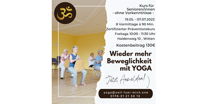 Yogakurs - Kurse mit Förderung durch Krankenkassen - Wetter (Ruhr) - Wieder mehr Beweglichkeit mit Yoga