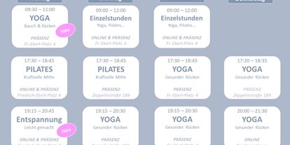 Yogakurs - Art der Yogakurse: Offene Yogastunden - Baden-Württemberg - Kursplan Yoga in Heidelberg, Pilates & Entspannung - YOGA | PILATES |  ENTSPANNUNG - Gesundheitsweg in Heidelberg