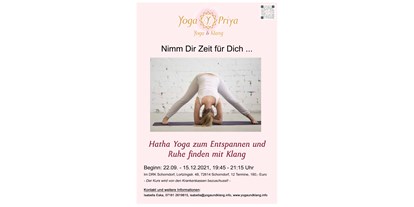 Yogakurs - Mitglied im Yoga-Verband: BYV (Der Berufsverband der Yoga Vidya Lehrer/innen) - Baden-Württemberg - Neuer Kurs ab September 2021 - Hatha Yoga zum Entspannen und Ruhe finden mit Klang