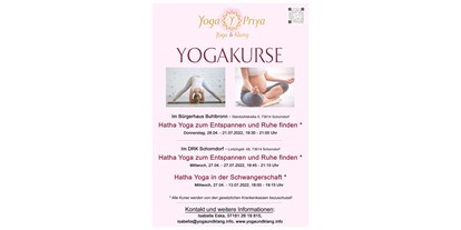 Yogakurs - Mitglied im Yoga-Verband: BYV (Der Berufsverband der Yoga Vidya Lehrer/innen) - Schorndorf (Rems-Murr-Kreis) - Neue Kurse ab April 2022 !!! - Hatha Yoga zum Entspannen und Ruhe finden mit Klang