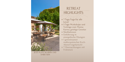 Yogakurs - Eventart: Yoga-Urlaub -  Yoga-Retreat auf Mallorca Yoga-Studio be Om Beckum Retreat Highlights - Yoga-Retreat auf Mallorca