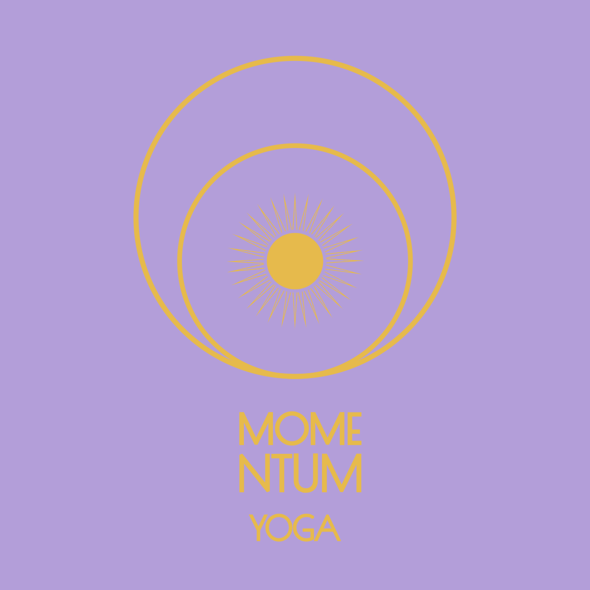 yoga - Logo: gold auf lila - MOMENTUM YOGA BERLIN