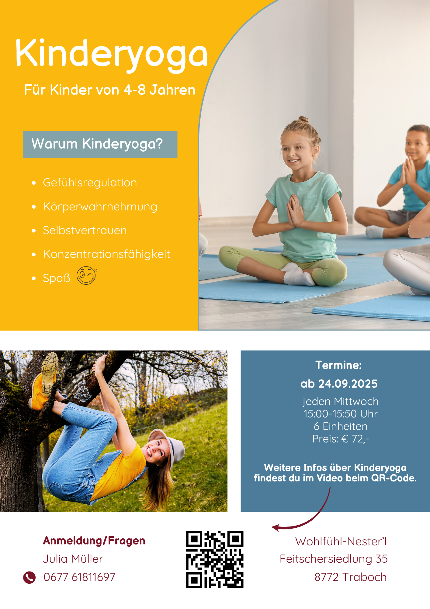 Yoga - Flyer - Kinderyoga mit Julia