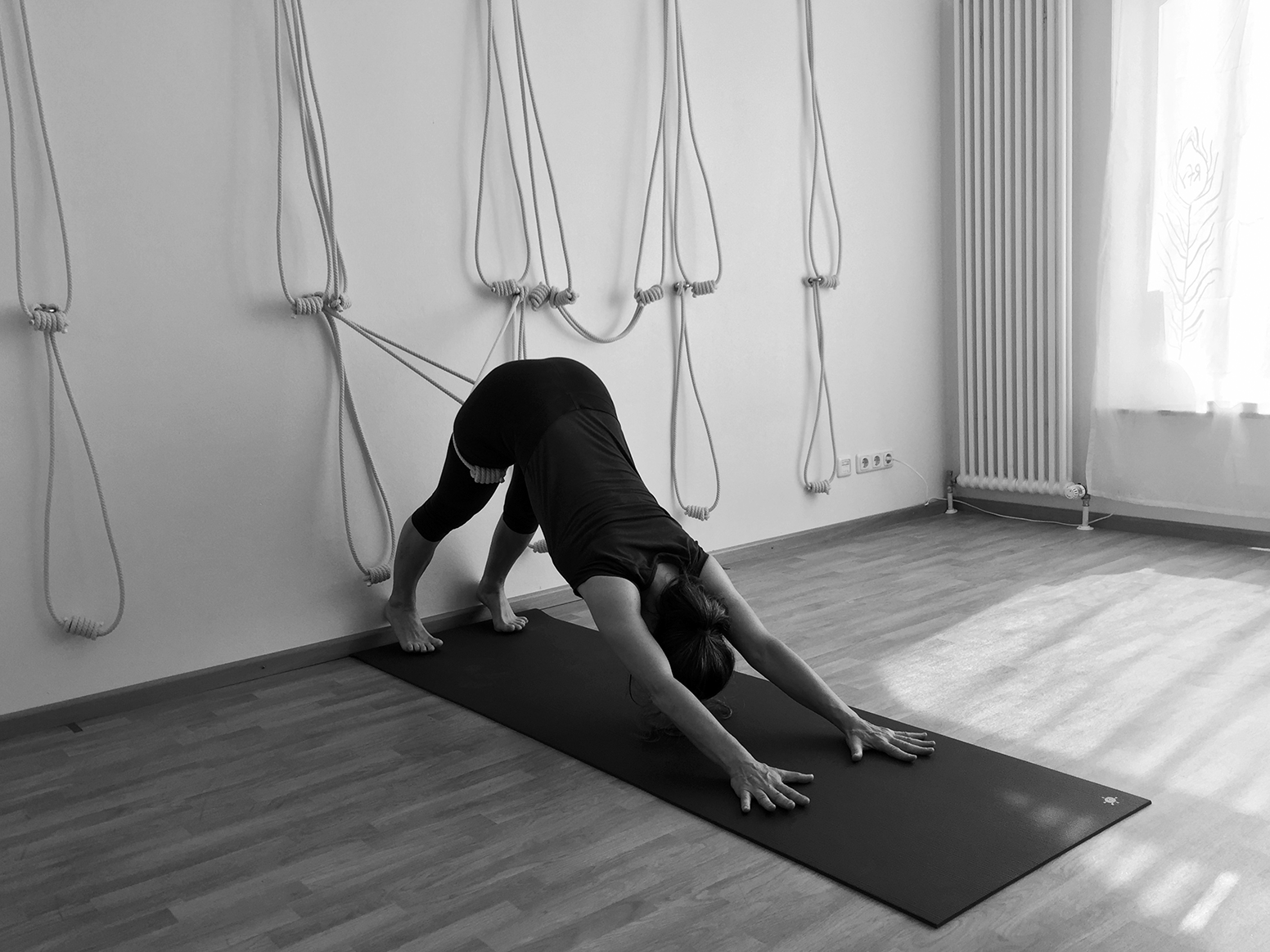 Yoga - Adho Mukha Shavasana mit Seil - Iyengar Yoga