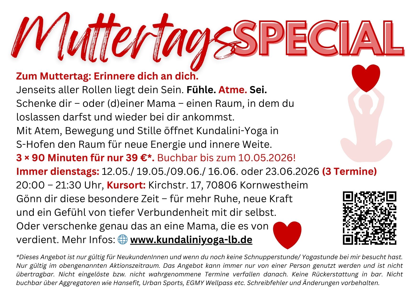 Yoga - Muttertags-Special: Schnupperangebot für Kornwestheim - KOPIE