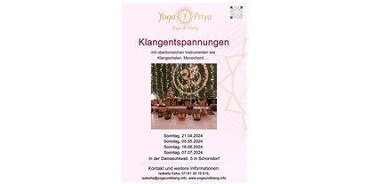 Yoga course - Kurssprache: Deutsch - Region Schwaben - Klangentspannung - neue Termine auf www.yogaundklang.info/aktuelles - Yoga Priya - Yoga und Klang