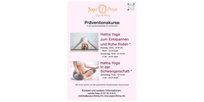 Yogakurs - Art der Yogakurse: Offene Kurse (Einstieg jederzeit möglich) - Berglen - Neue Yoga-Präventionskurse ab April  - Yoga Priya - Yoga und Klang