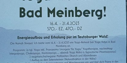 Yoga course - geeignet für: Kinder / Jugendliche - Wiesbaden Nordost - Einladung zum Yoga-Retreat in Bad Meinberg - Ursula Owens