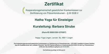 Yoga course - Yogastil: Hatha Yoga - Lower Saxony - Happy Yoga Lingen Barbara Strube