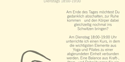 Yogakurs - geeignet für: Fortgeschrittene - Bremen-Stadt Blumenthal - YOGILATES dienstags 18:00-19:00 - Kristina Terentjew