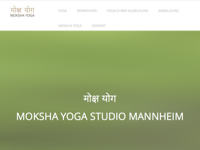 Yoga - Screenshot vom 01.05.2015 (Quelle: http://www.mokshayogastudio.de/) Der Screenshot dient dazu, den Besuchern von yoga-studios.info einen ersten optischen Eindruck vom Yogaangebot des Eintrags zu unterbreiten und wird angezeigt, solange der Eintrag noch keine Bilder hinterlegt hat. - Moksha Yoga Studio Mannheim