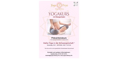 Yoga course - Mitglied im Yoga-Verband: BYV (Der Berufsverband der Yoga Vidya Lehrer/innen) - Region Schwaben - Neuer Yogakurs für Schwangere ab Januar 2024 - Hatha Yoga in der Schwangerschaft mit Klangschalen