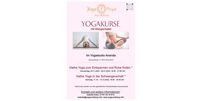 Yogakurs - Zertifizierung: 800 UE BYV - Berglen - Neue Yogakurse ab Oktober / November - Hatha Yoga zum Entspannen und Ruhe finden mit Klang