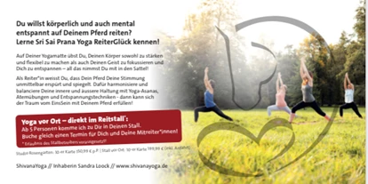 Yoga course - Art der Yogakurse: Offene Kurse (Einstieg jederzeit möglich) - Germany - ShivanaYoga ♾ Sri Sai Prana Yoga® -Yoga für Alle/ Yoga für Frauen/ Yoga für Reiter*innen