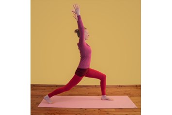 Yoga: Clara Satya in der Kriegerposition - Yoga Deluxe in Bad Vöslau