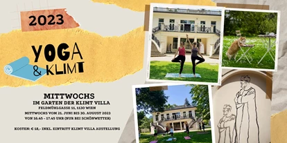 Yoga course - Art der Yogakurse: Offene Kurse (Einstieg jederzeit möglich) - Wien Währing - Yoga im Garten der Klimt Villa – Sommer 2023 