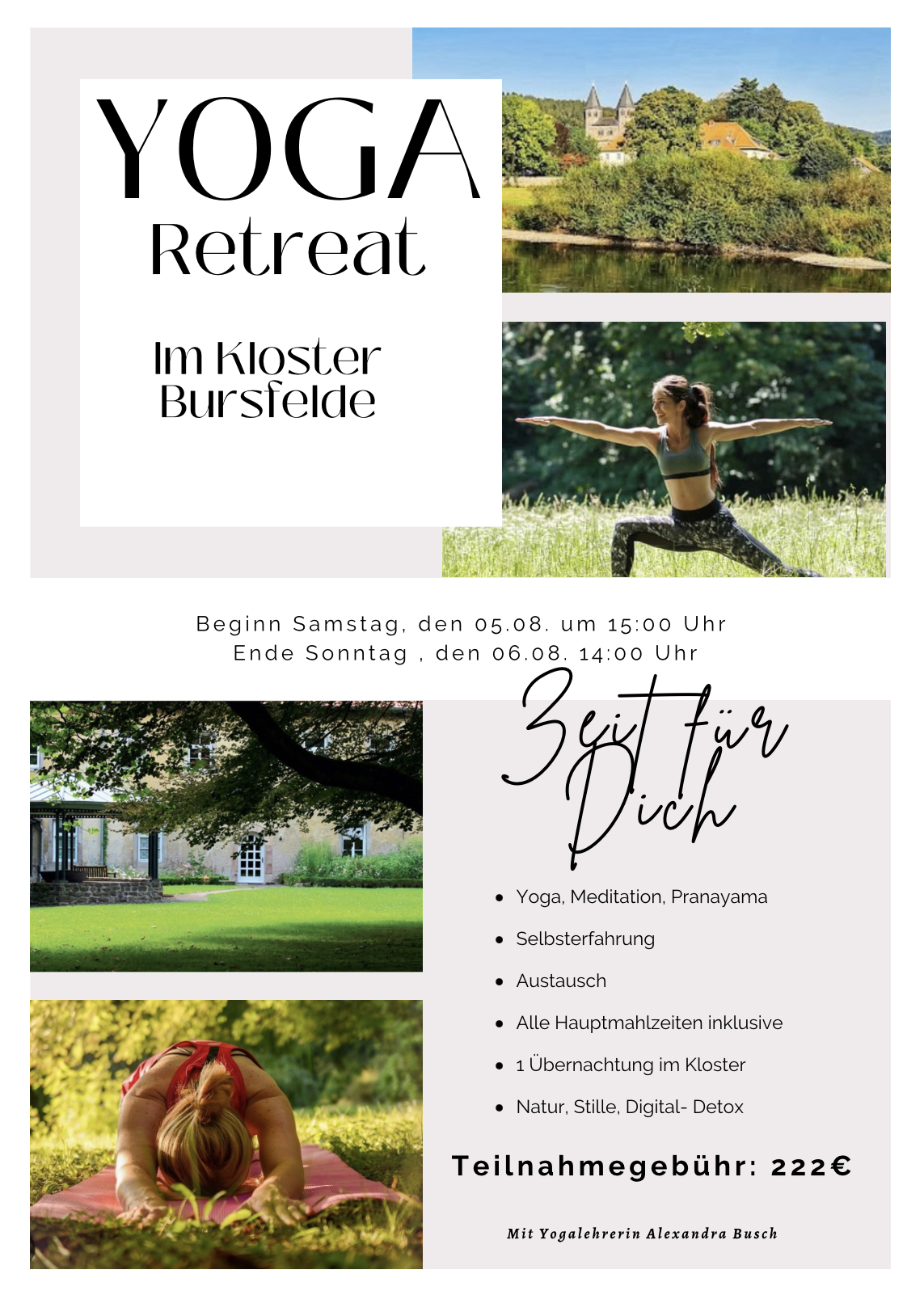 Yogaevent:  „Digital Detox“ Yogaretreat im Kloster Bursfelde 