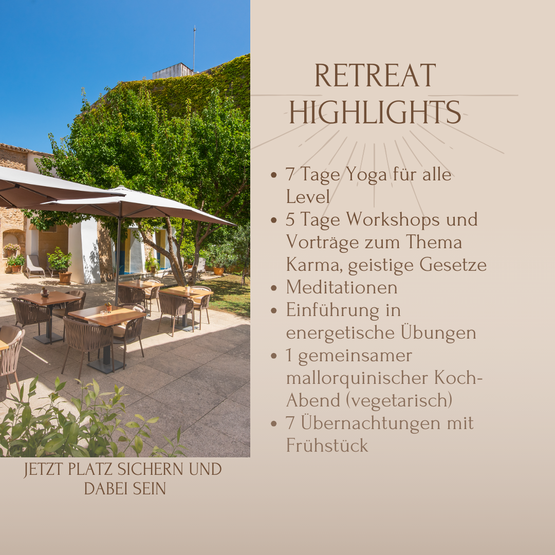 Yogaevent:  Yoga-Retreat auf Mallorca Yoga-Studio be Om Beckum Retreat Highlights - Yoga-Retreat auf Mallorca