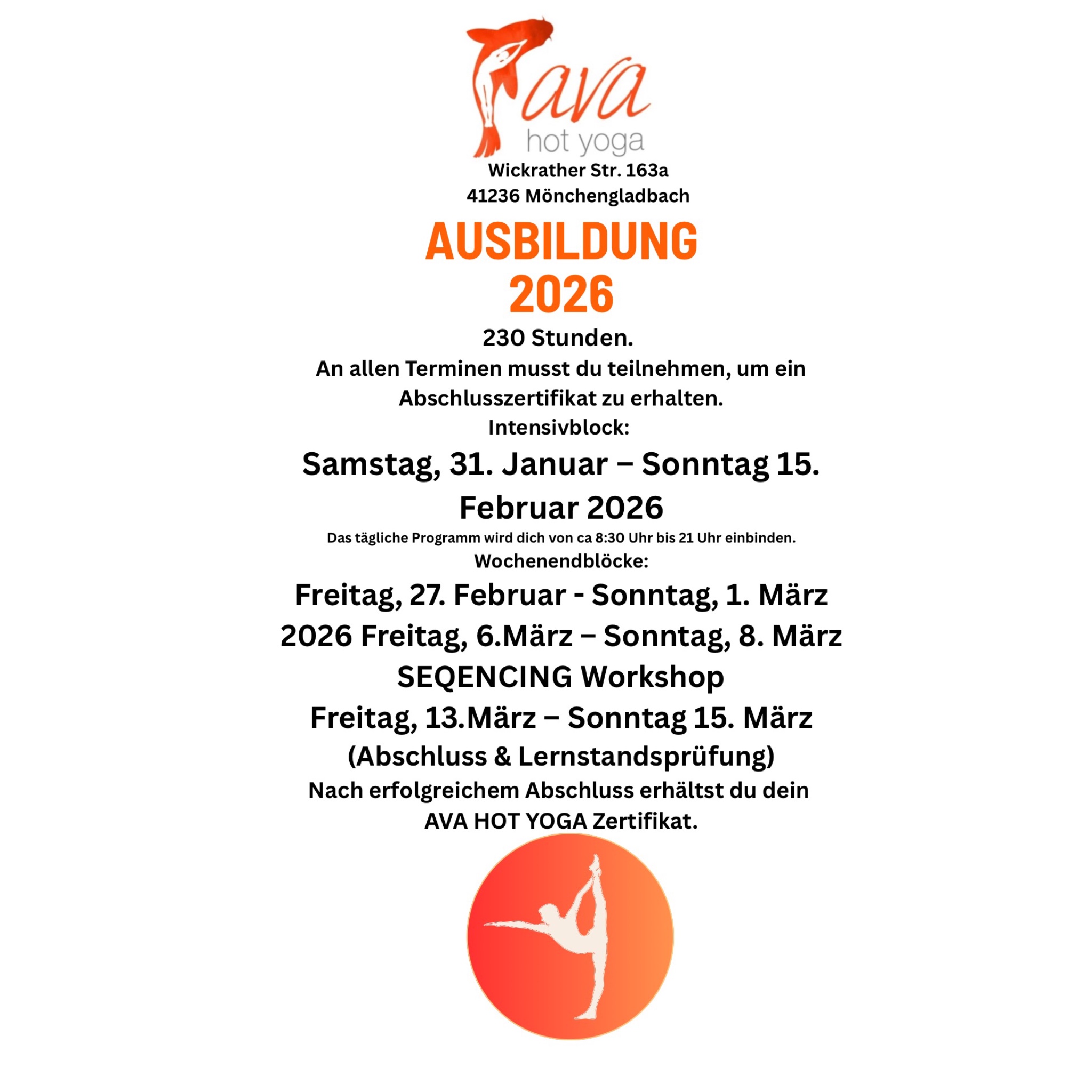 Yoga: Wir bilden 2026 Hot Yoga Lehrer aus. - AVA HOT YOGA