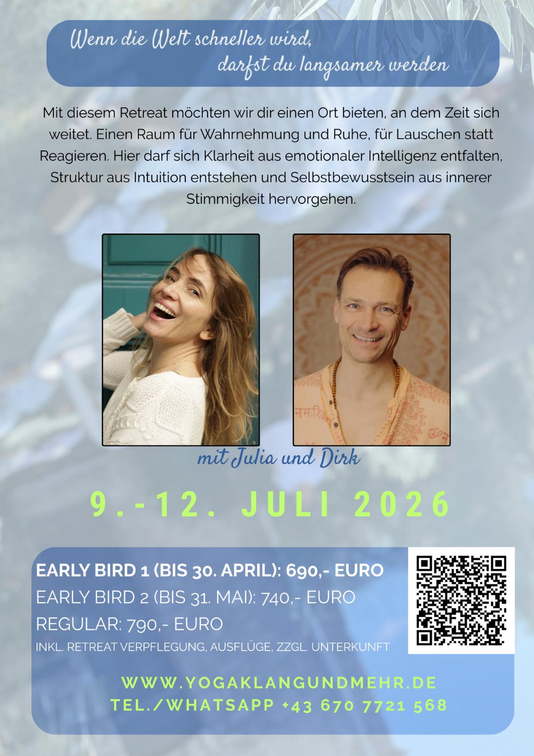 Yogakurs - Yoga Elemente: Pranayama - Yin Yoga Retreat 9.-12. Juli 2026 in Italien