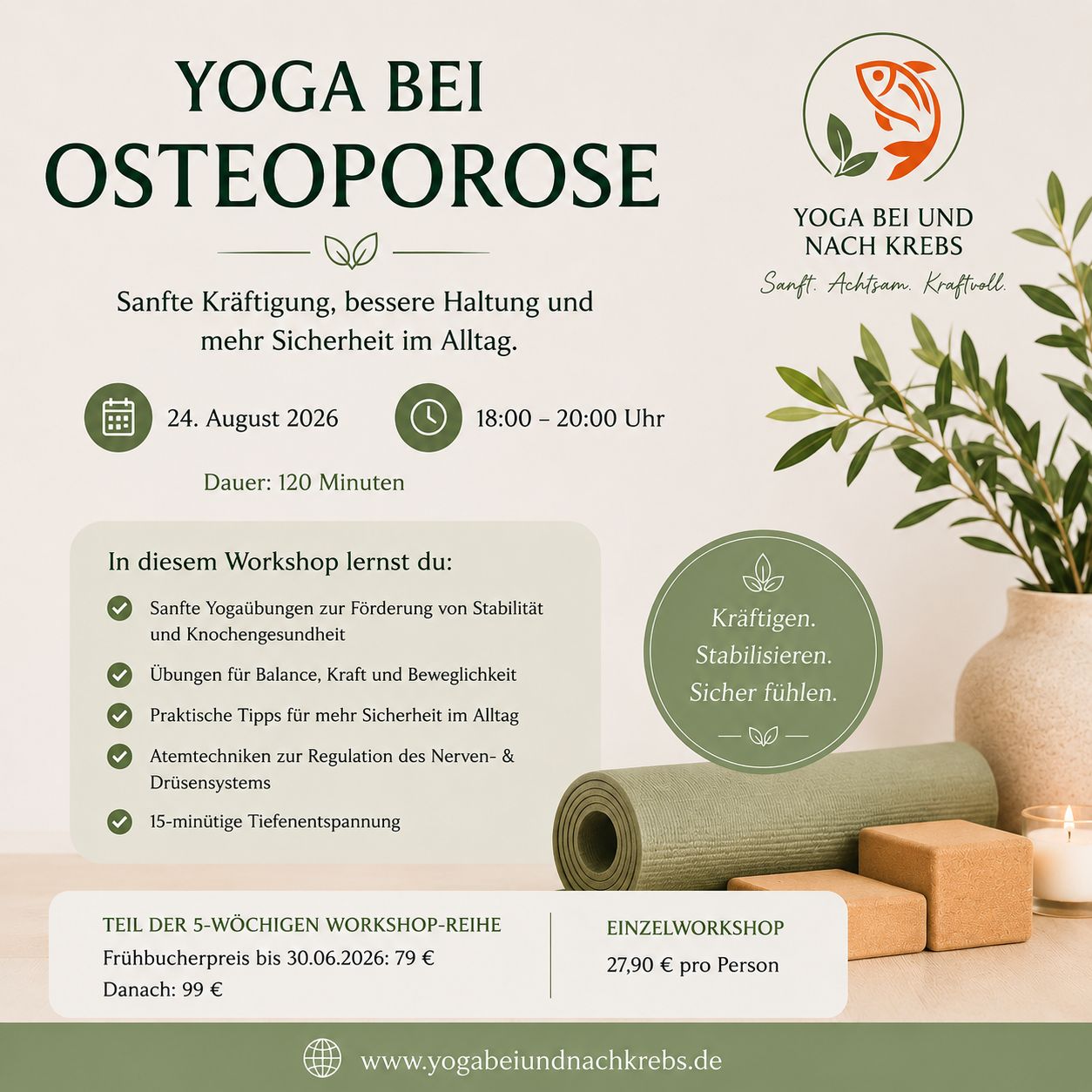 Yoga: Hinweis: Bild wurde mit KI generiert! - Nebenwirkungen sanft begegnen! OSTEOPOROSE