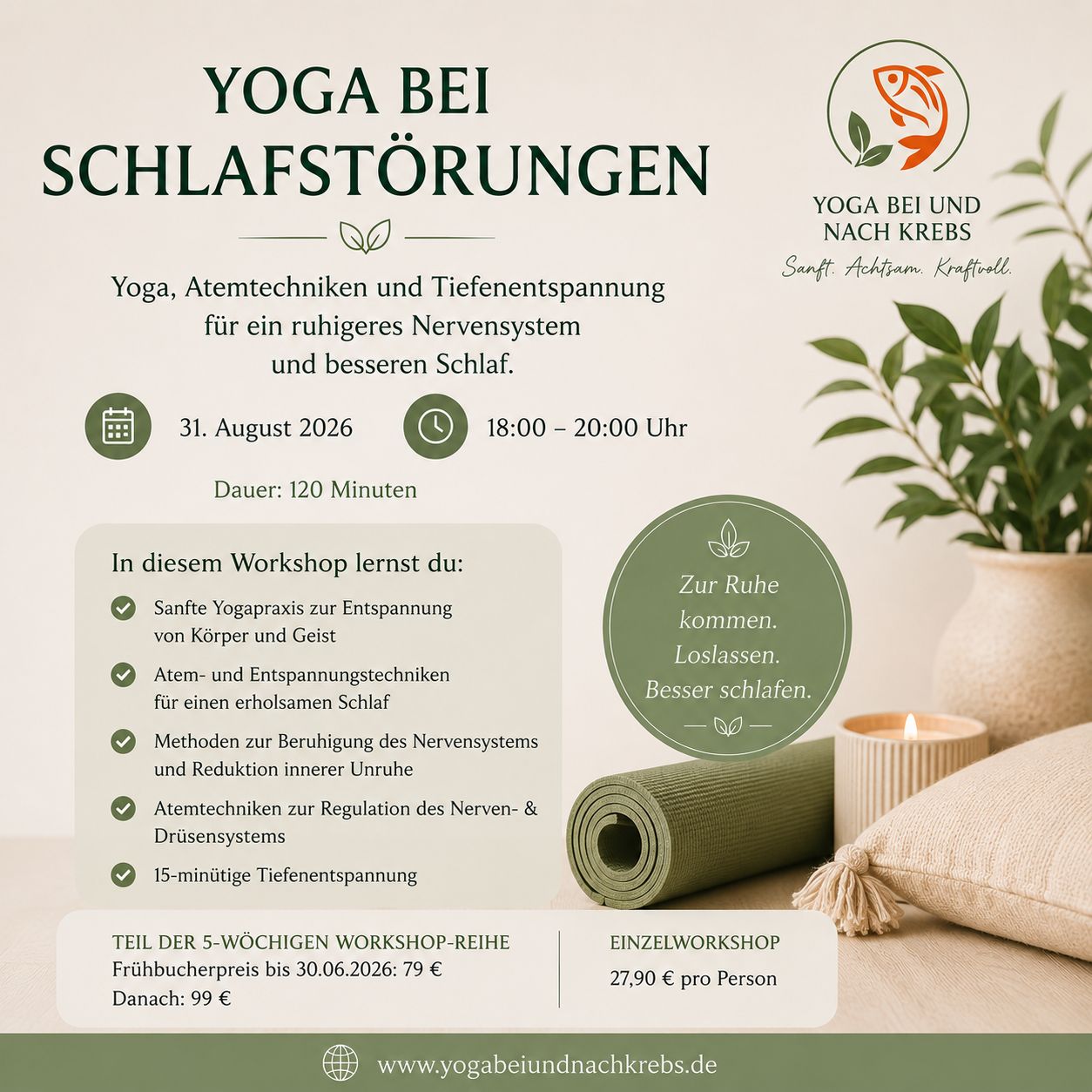 Yogakurs - Yogastudio - Baden-Württemberg - 5-wöchige Workshop-Reihe: Yoga bei und nach Krebs im August 2026 Stuttgart-Hofen