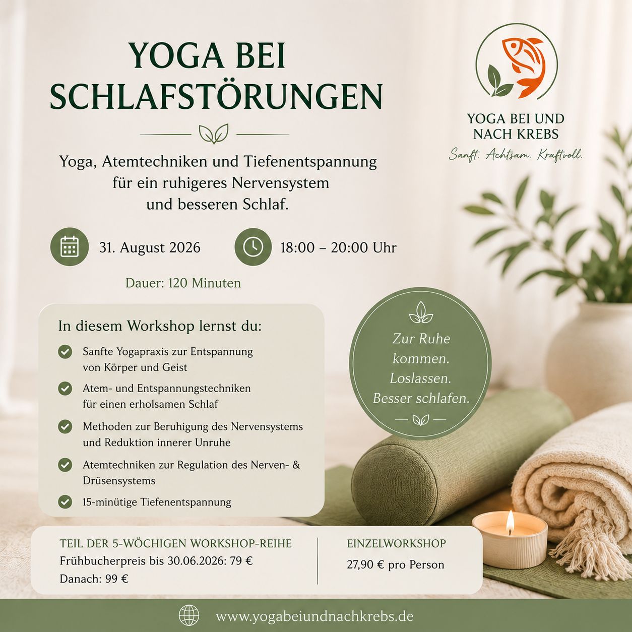 Yoga: 5-wöchige Workshop-Reihe: Yoga bei und nach Krebs im August 2026 Stuttgart-Hofen