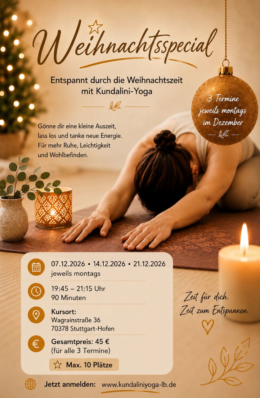 Yogakurs - Baden-Württemberg - Bild wurde mit KI erstellt! - Entspannt durch die Weihnachtszeit mit Kundalini Yoga  - Weihnachtsspecial 