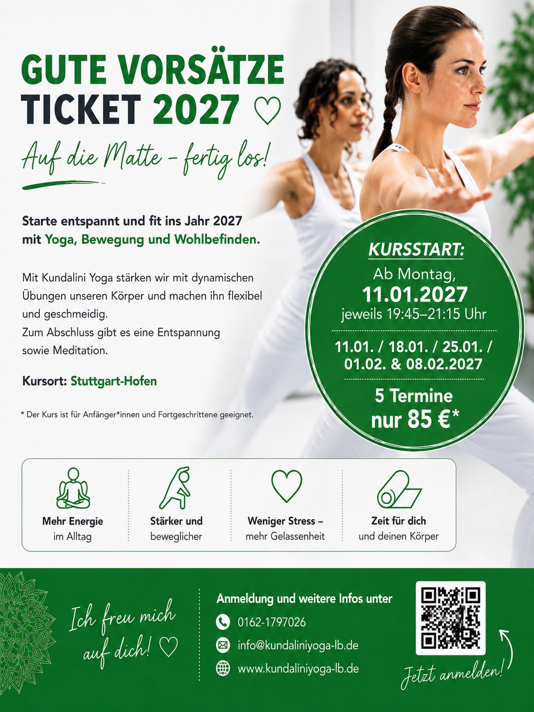 Yoga class - Stuttgart / Kurpfalz / Odenwald ... - Mit KI erstellt  - Gute Vorsätze Ticket 2027 - Bereit die Matte auszurollen?