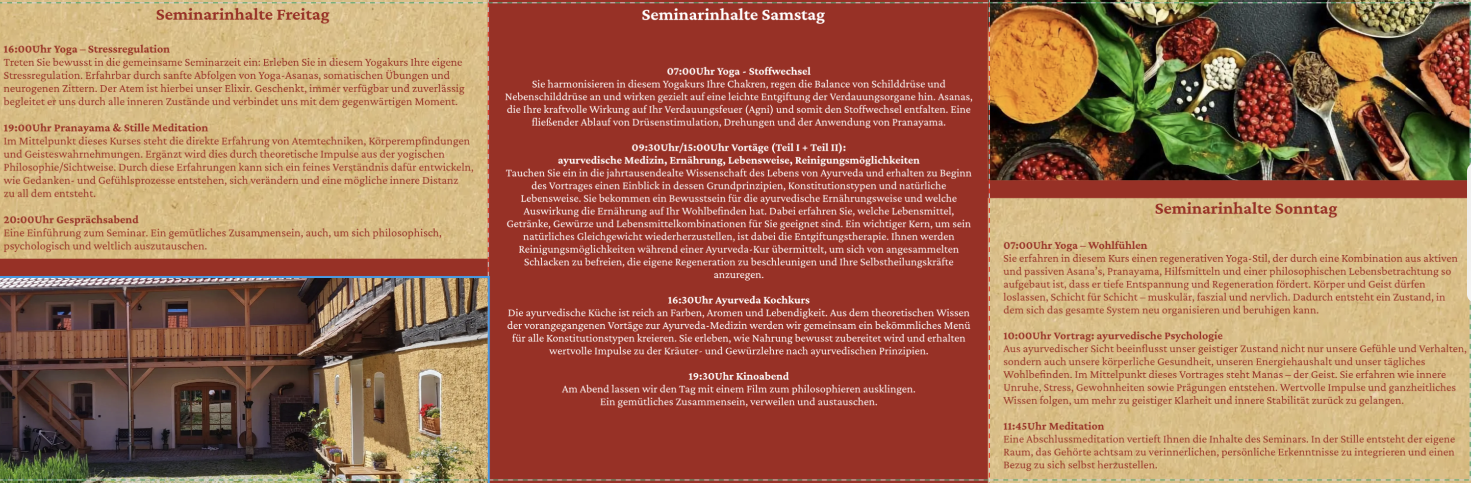 Yogakurs - Yoga Elemente: Meditation - Seminarablauf  - Ayurveda Medizin & Yoga Erholungs- und Seminarwochenende