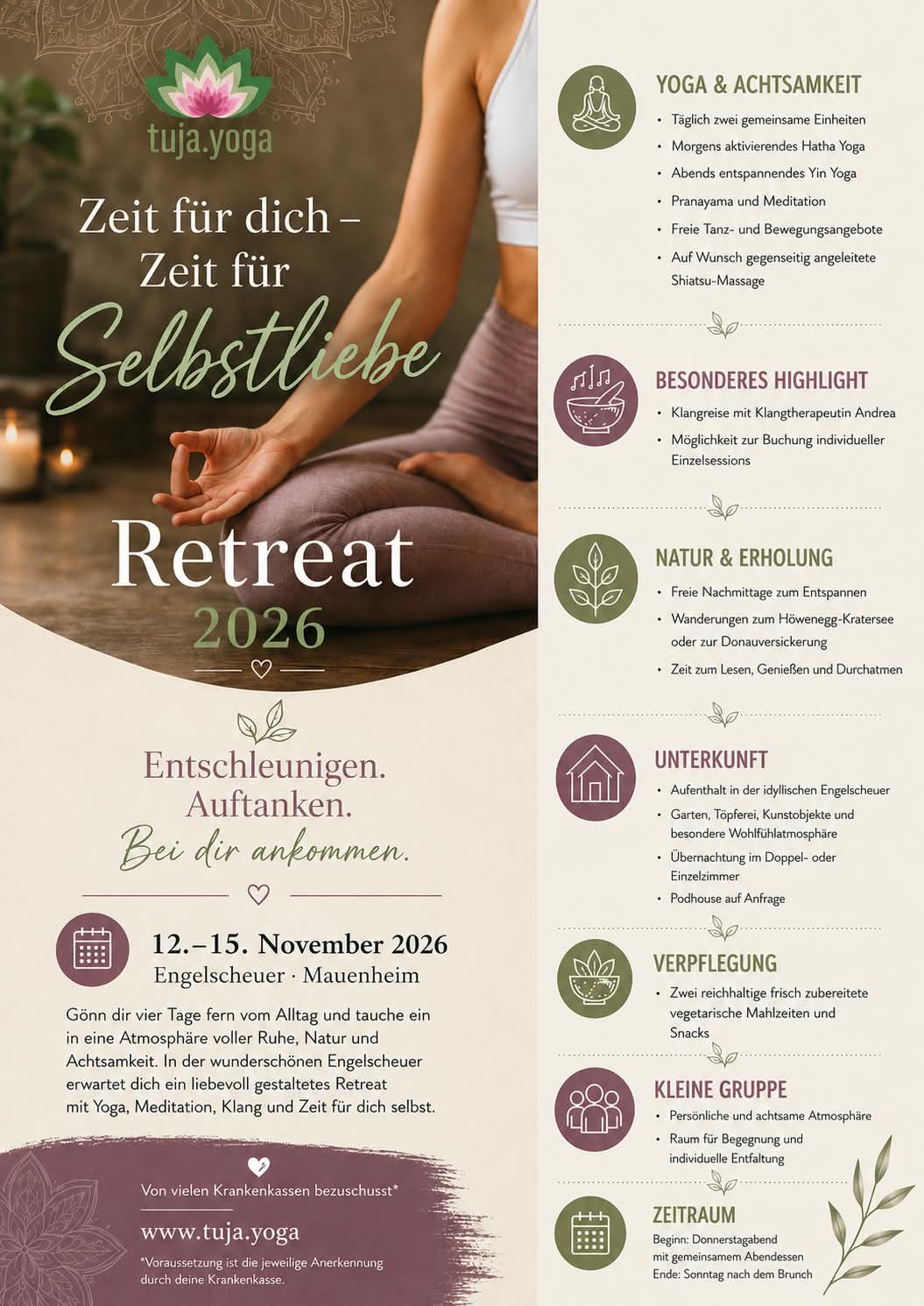 Yogaevent: Flyer - Zeit für dich - Zeit für Selbstliebe