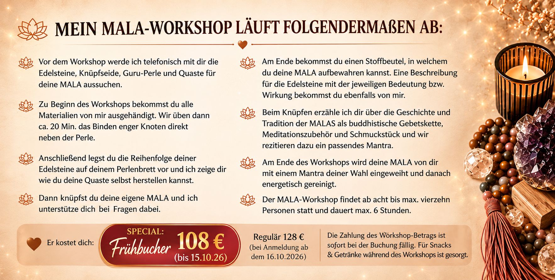 Yogaevent: Mit KI erstellt  - DIY Workshop: Knüpfe die für dich passenden Herzens-Mala und entdecke die Kraft der Steine