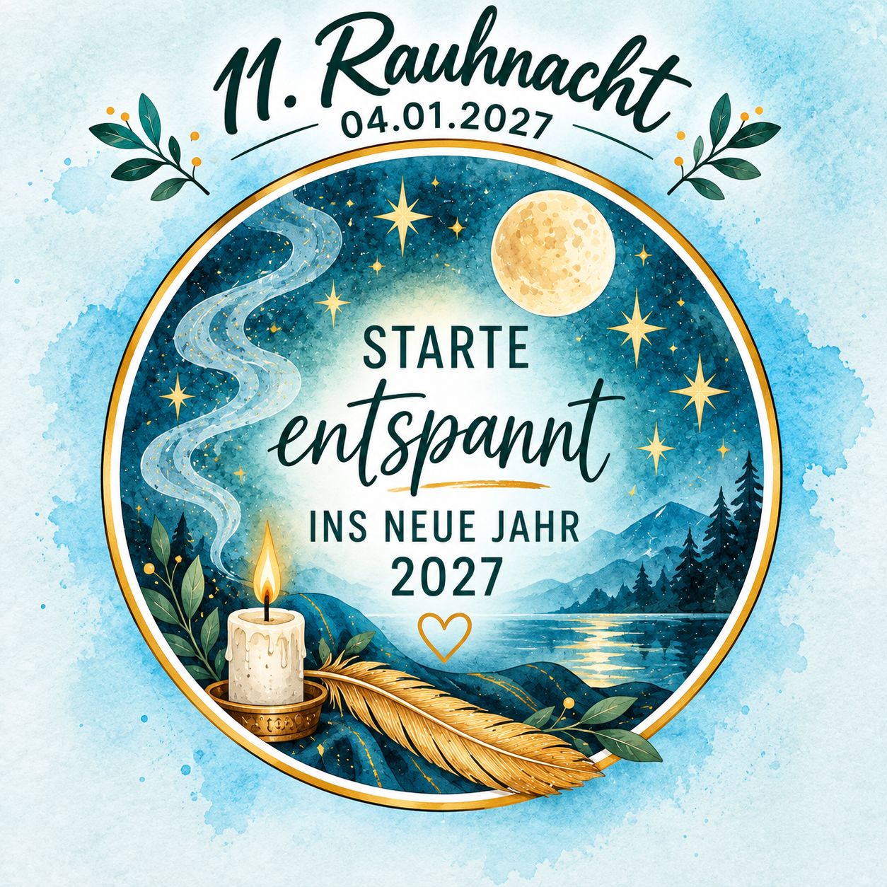 Yogakurs - geeignet für: Ältere Menschen - Stuttgart / Kurpfalz / Odenwald ... - Mit KI erstellt - Rauhnachts-Special: Ankommen im neuen Jahr - 11. Rauhnacht