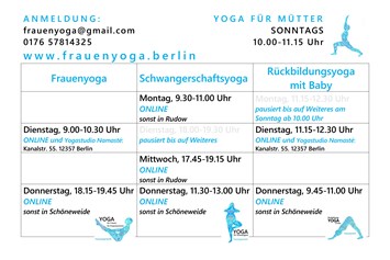 Yoga: Kursplan Juni 2021 - Frauen YOGA Berlin in Schöneweide und in Rudow