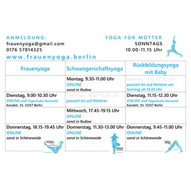 Yoga: Kursplan Juni 2021 - Frauen YOGA Berlin in Schöneweide und in Rudow