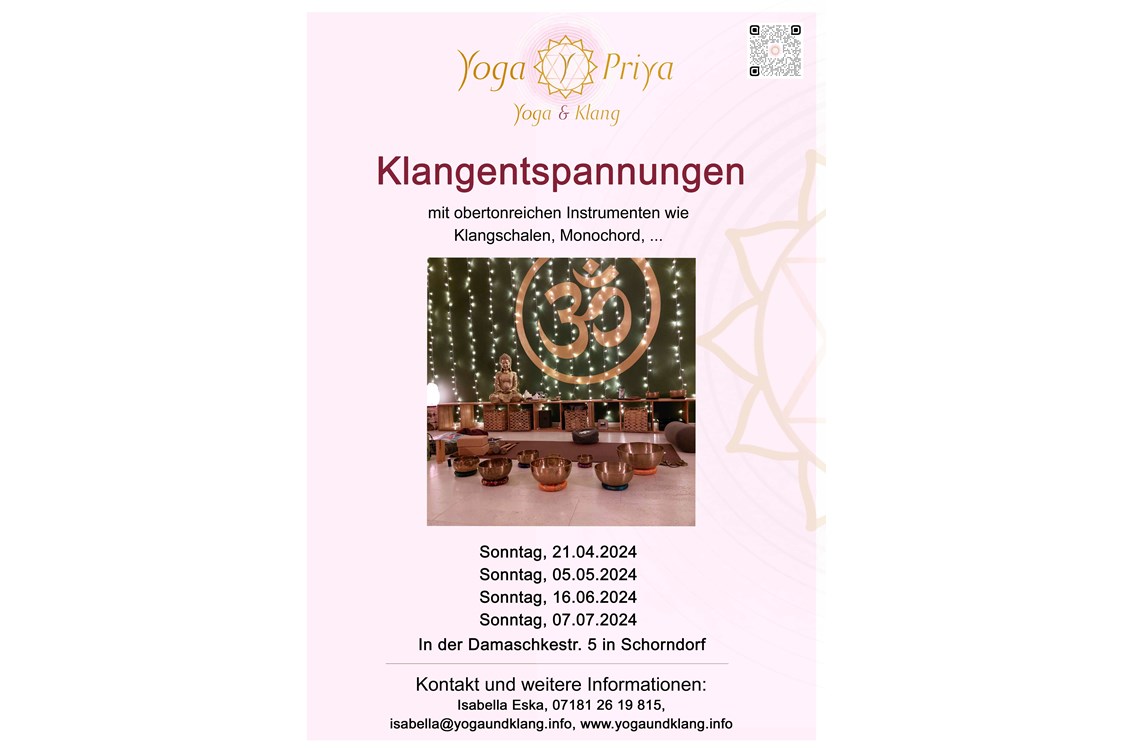 Yoga: Klangentspannung - neue Termine auf www.yogaundklang.info/aktuelles - Yoga Priya - Yoga und Klang
