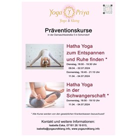 Yoga: Neue Yoga-Präventionskurse ab April  - Yoga Priya - Yoga und Klang