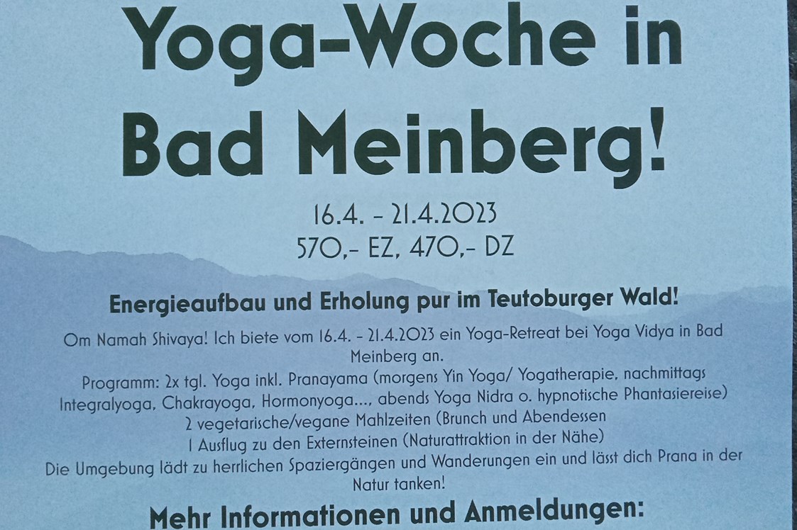 Yoga: Einladung zum Yoga-Retreat in Bad Meinberg - Ursula Owens