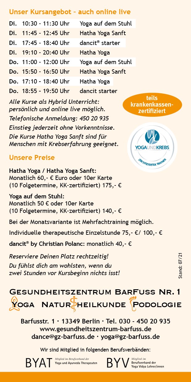 Yoga: Gesundheitszentrum BarFuss Nr.1