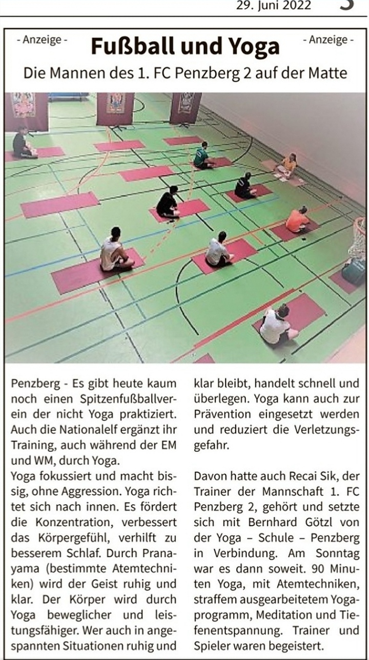 Yoga: Fußball und Yoga - Yogagarten / Yogaschule Penzberg Bernhard und Christine Götzl