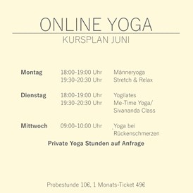 Yoga: Online Kursplan Juni - Kristina Terentjew