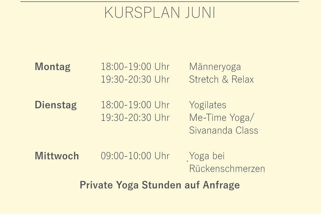 Yoga: Online Kursplan Juni - Kristina Terentjew
