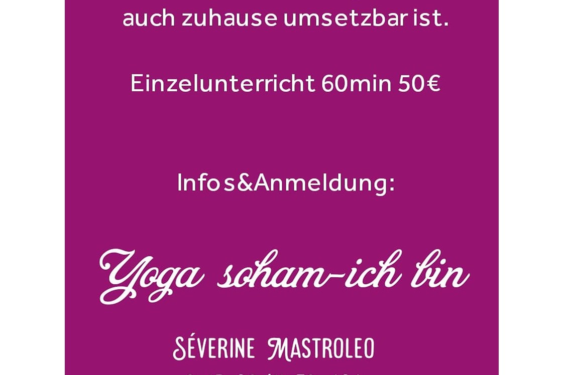 Yoga: Yoga "so ham - ich bin "mit Séverine Mastroleo