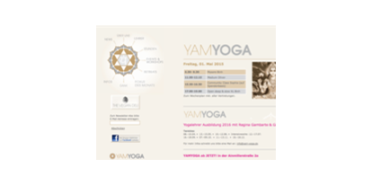 Yogakurs - Yogastil: Jivamukti - München Au-Haidhausen - Screenshot vom 01.05.2015 (Quelle: http://yam-yoga.de/) Der Screenshot dient dazu, den Besuchern von yoga-studios.info einen ersten optischen Eindruck vom Yogaangebot des Eintrags zu unterbreiten und wird angezeigt, solange der Eintrag noch keine Bilder hinterlegt hat. - YAMYOGA