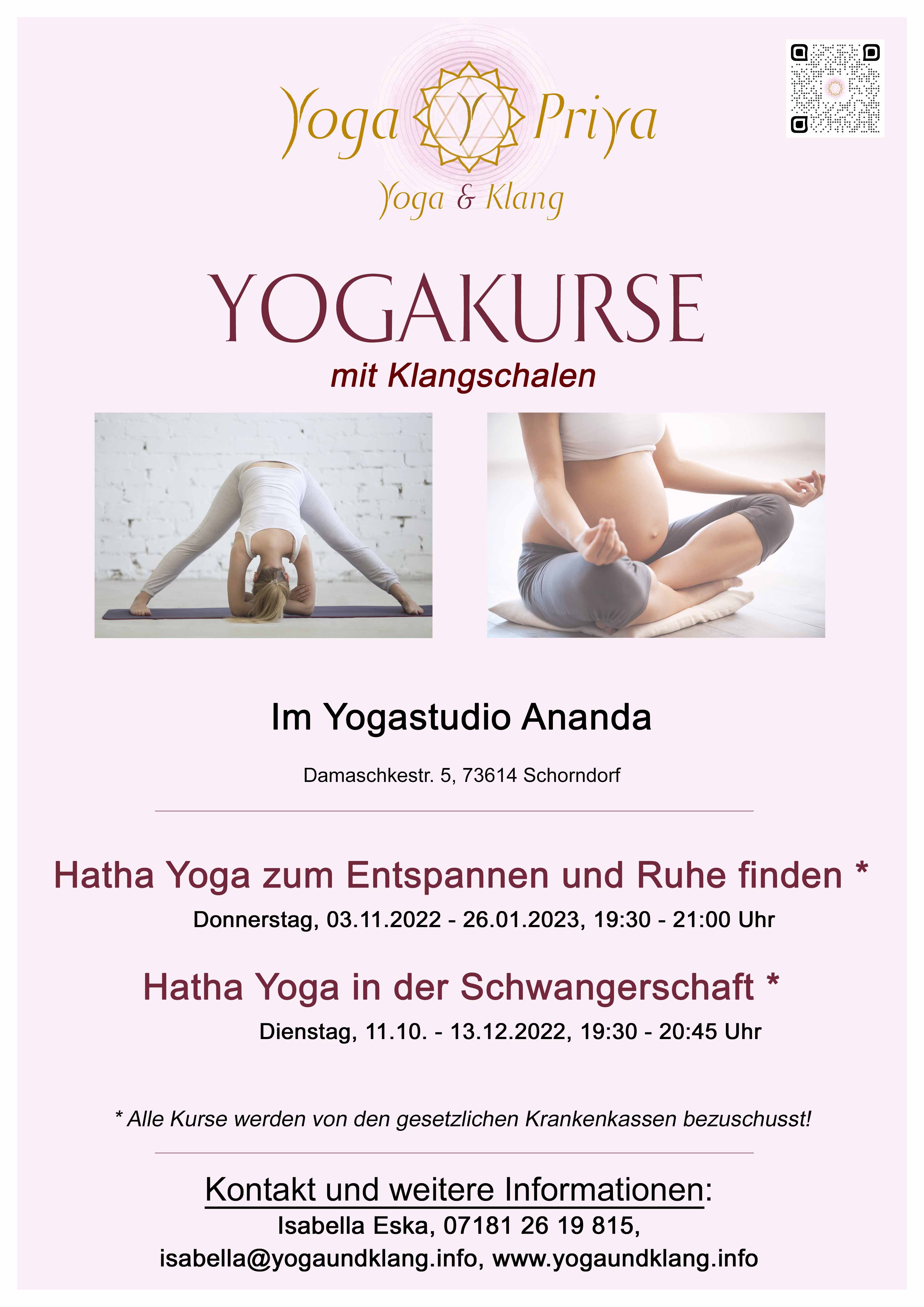 Yoga course - Kurse für bestimmte Zielgruppen: Kurse für Schwangere (Pränatal) - Germany - Neue Yogakurse ab Oktober / November - Hatha Yoga zum Entspannen und Ruhe finden mit Klang