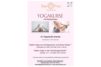 Yoga: Neue Yogakurse ab Oktober / November - Hatha Yoga zum Entspannen und Ruhe finden mit Klang