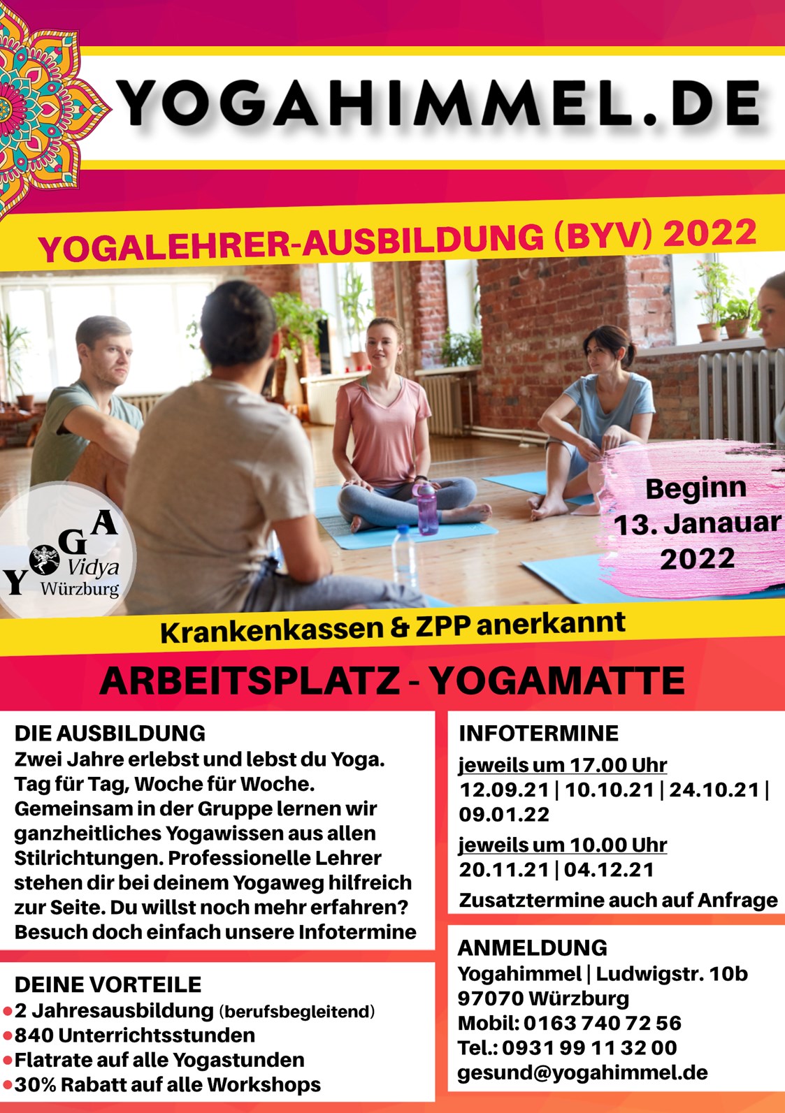 Yogalehrer Ausbildung: Flyer Ausbildung - 2-jährige Yogalehrer-Ausbildung (w,m,d) 2022